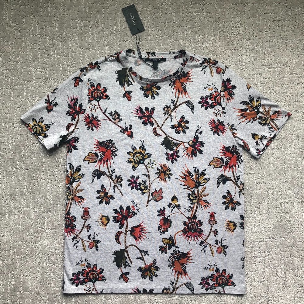 Derek Lam Floral Print Crew Neck Shirt NWT Size M